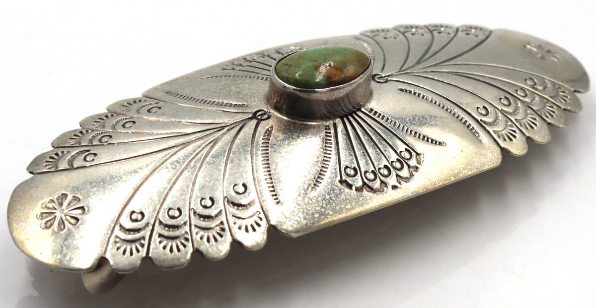 925 Sterling Silver Jay Livingston Navajo Silver Smith Turquoise Hair Barrette