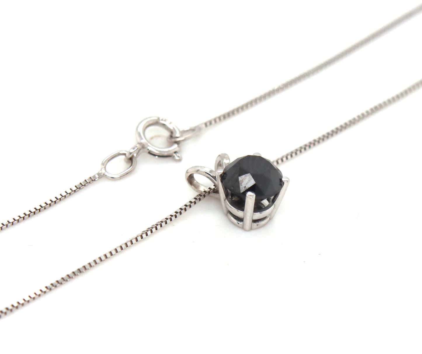 14kt White gold 0.45ct black diamond pendant on chain