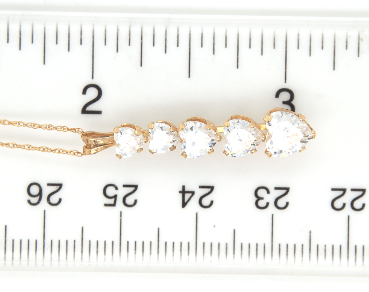 10kt Yellow gold heart shaped cubic zirconia pendant on chain necklace