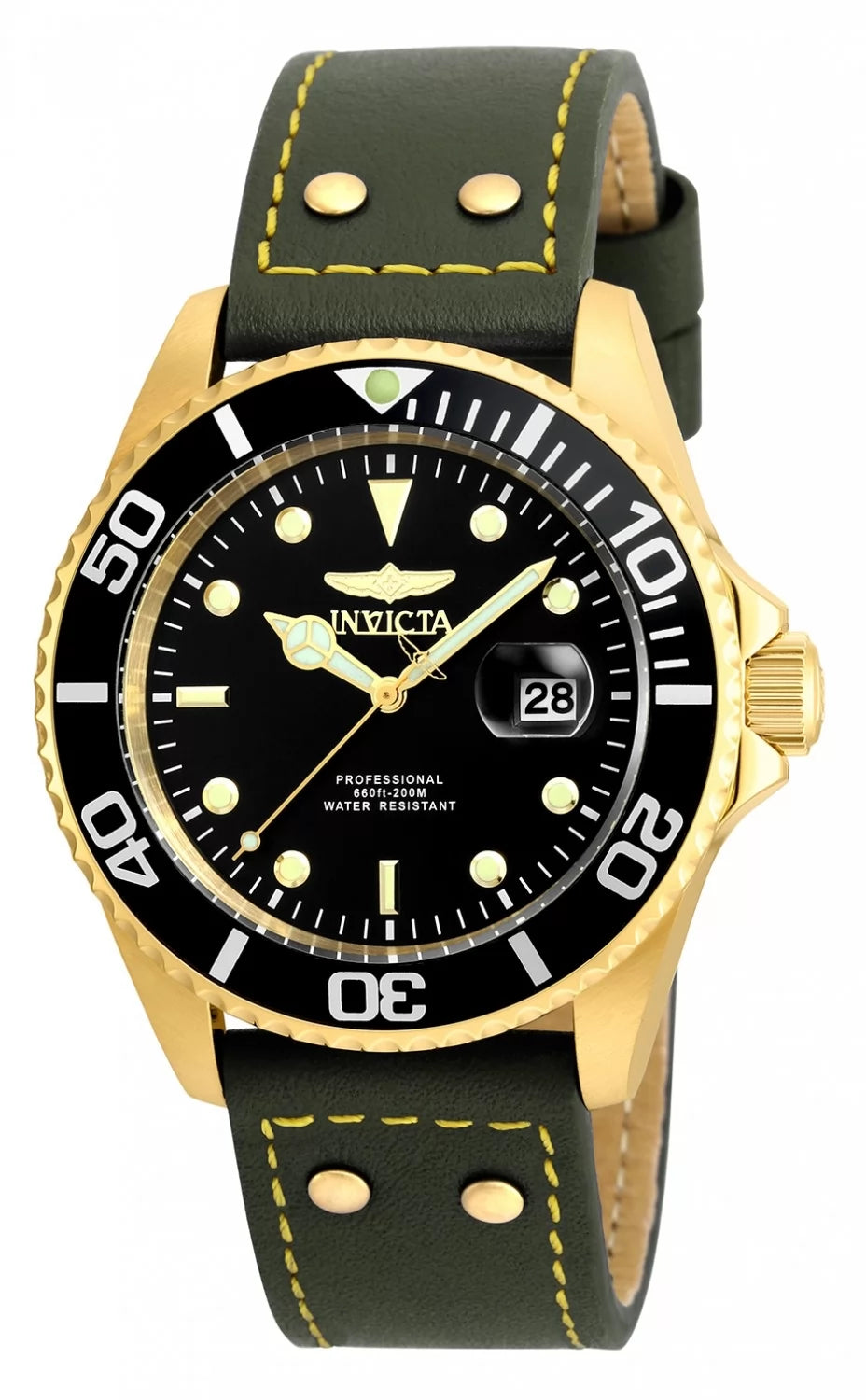 Invicta Men's 22075 Pro Diver Quartz 3 Hand Black Dial Watch