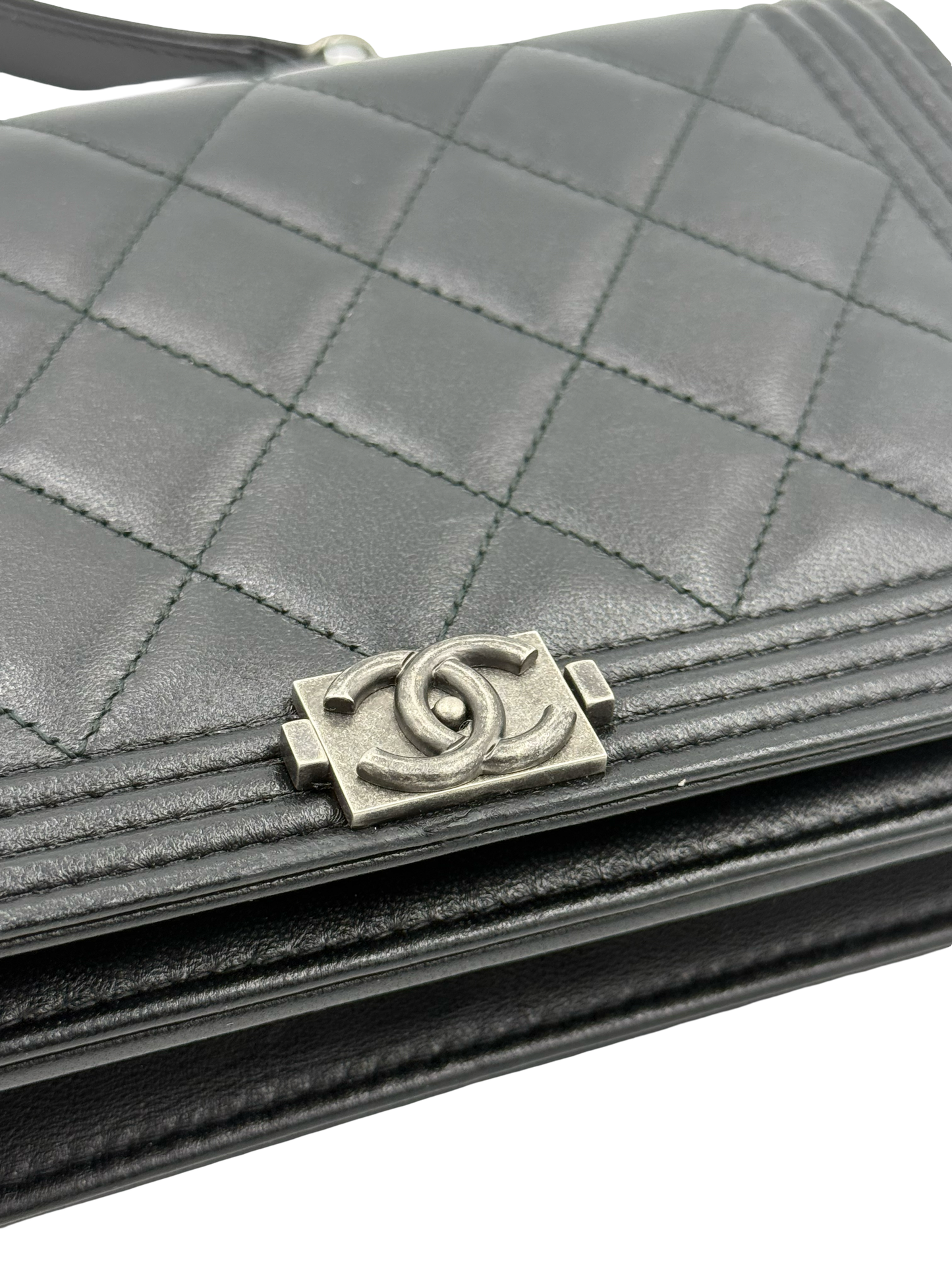 Chanel Lambskin Boy Wallet On Chain Bag W/Dust Bag & Card & Box