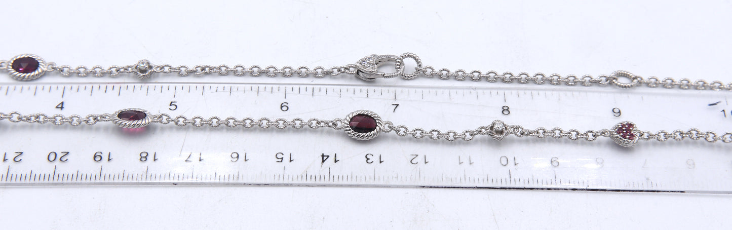 Judith Ripka 925 sterling silver CZ link necklace