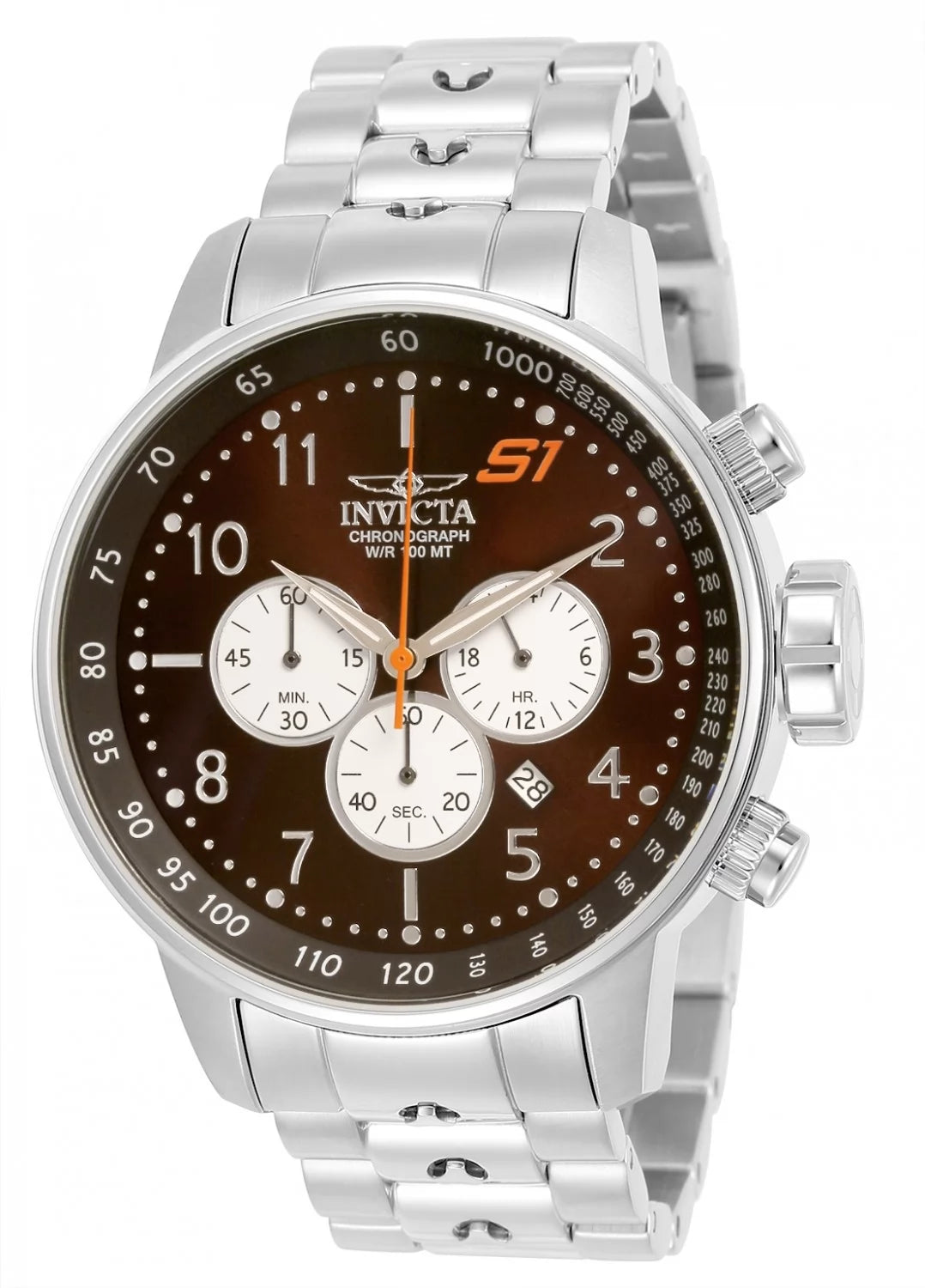 Invicta Men's 23081 S1 Rally Quartz Chronograph White, Brown Dial Watch