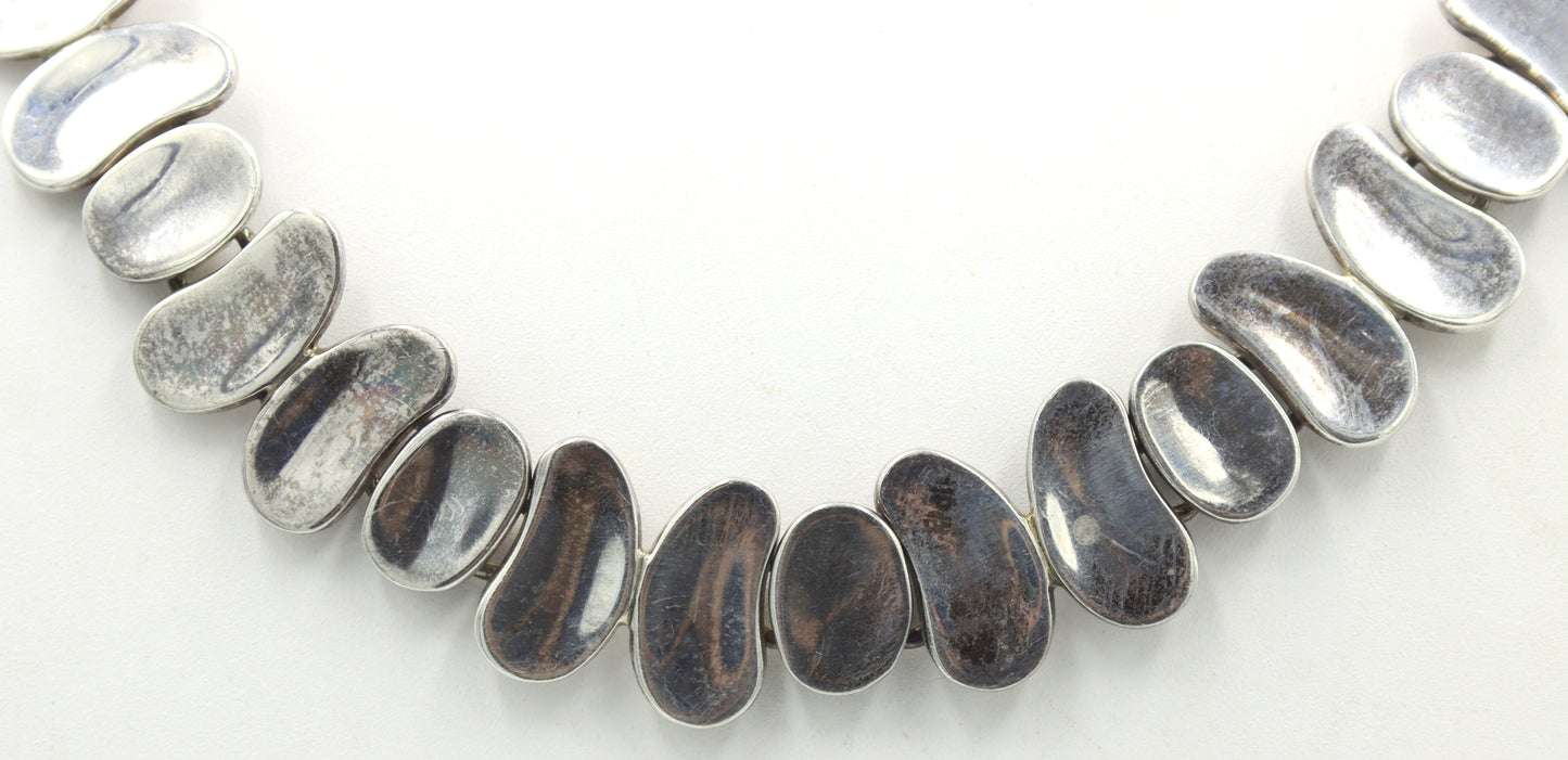 Vintage 925 sterling silver bean link necklace