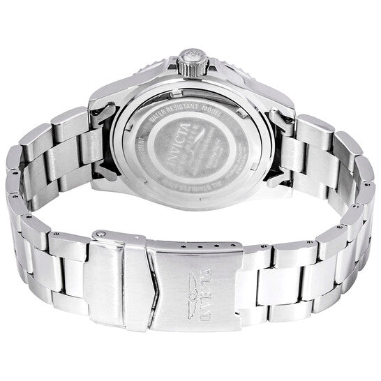 Invicta Pro Diver Men's Stainless Steel Watch – Black Dial, Silver-Tone Bracelet, 200M Water Resista
