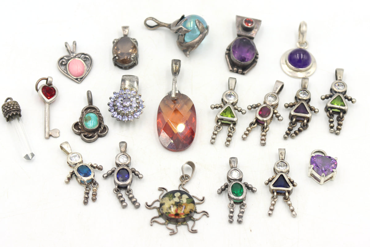 Group lot of Vintage 925 sterling silver pendants