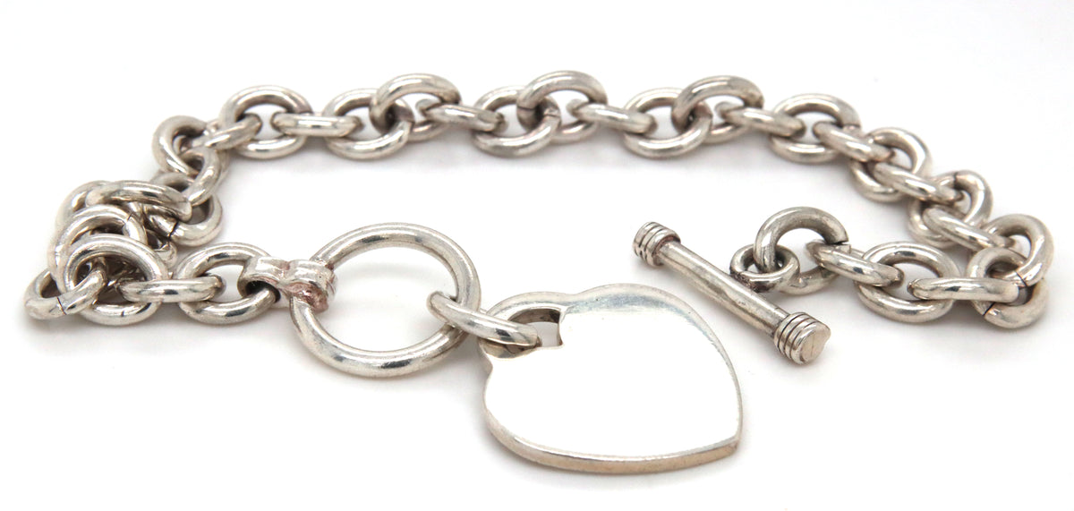 925 Sterling silver bracelet with heart shaped charm