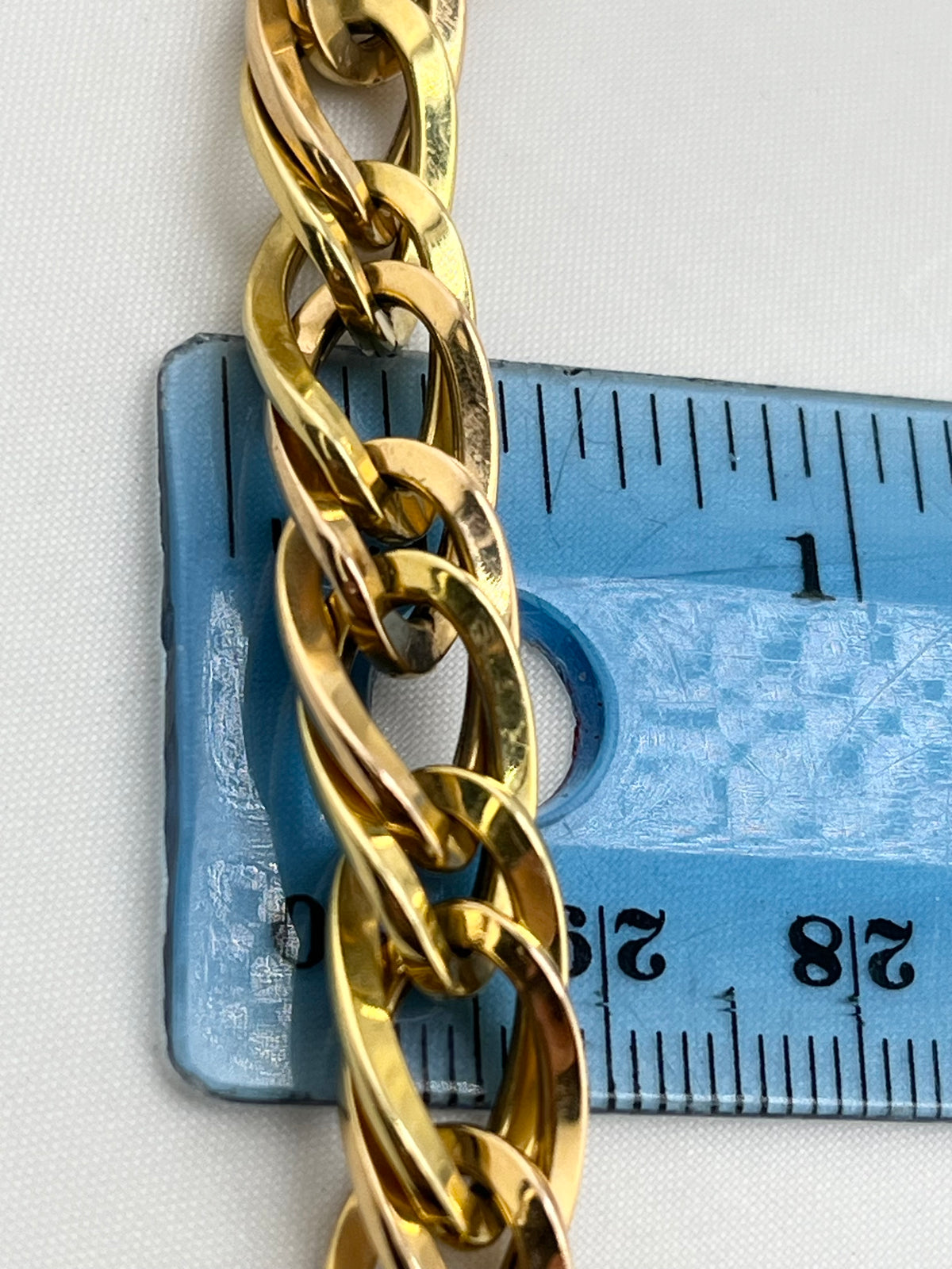 18KT Yellow Gold 9MM Double Curb Link Bracelet