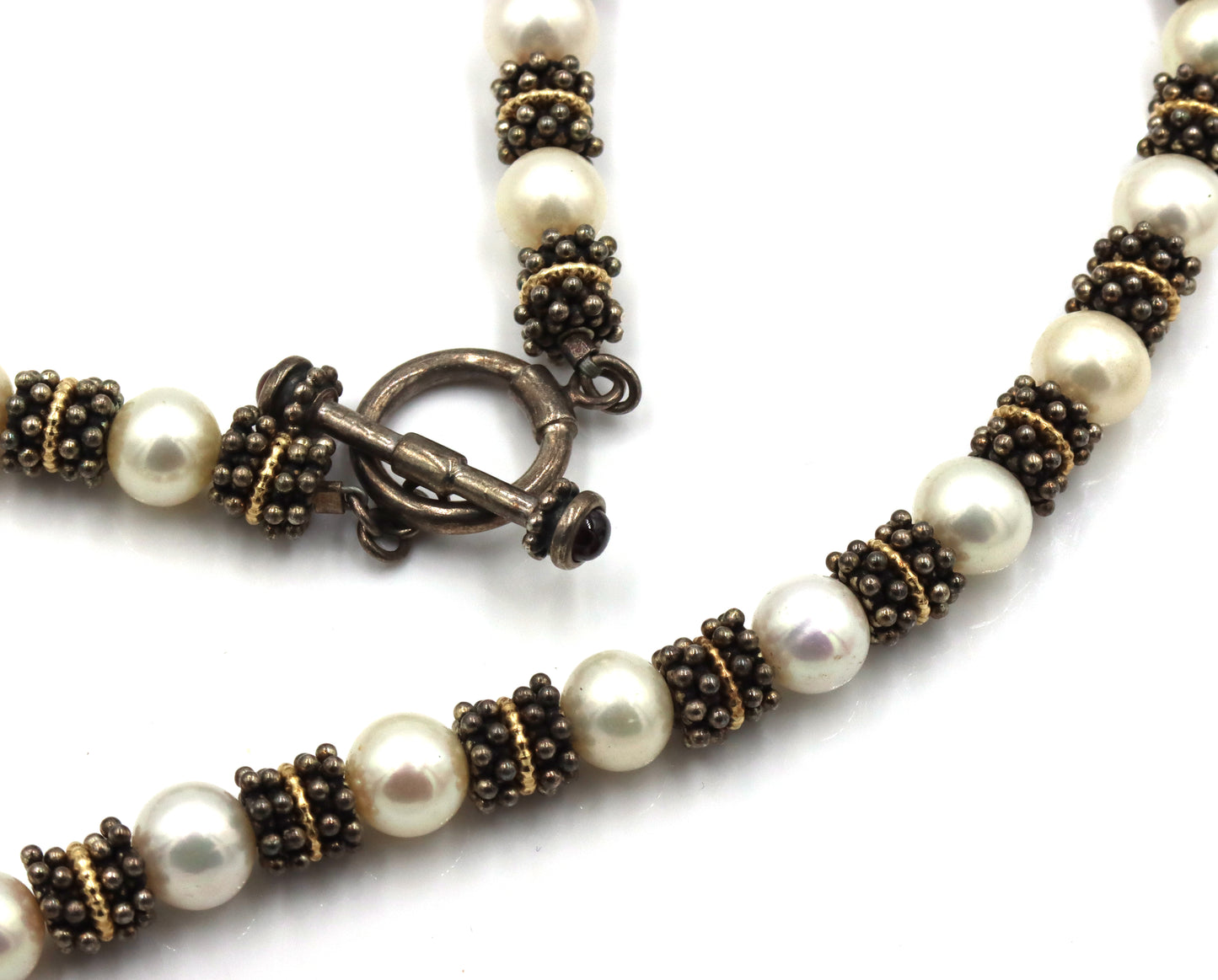 Set of Vintage 925 sterling silver pearl beaded necklace, bracelet and earrings