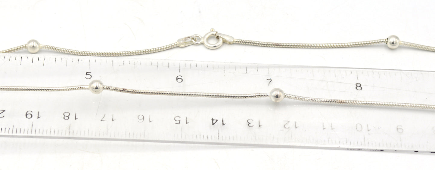 Italian 925 sterling silver beaded chain necklace