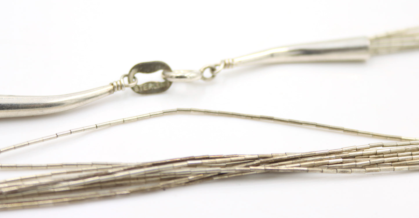 Set of Vintage 925 sterling silver multi strand necklace, bracelet and dangle earrings