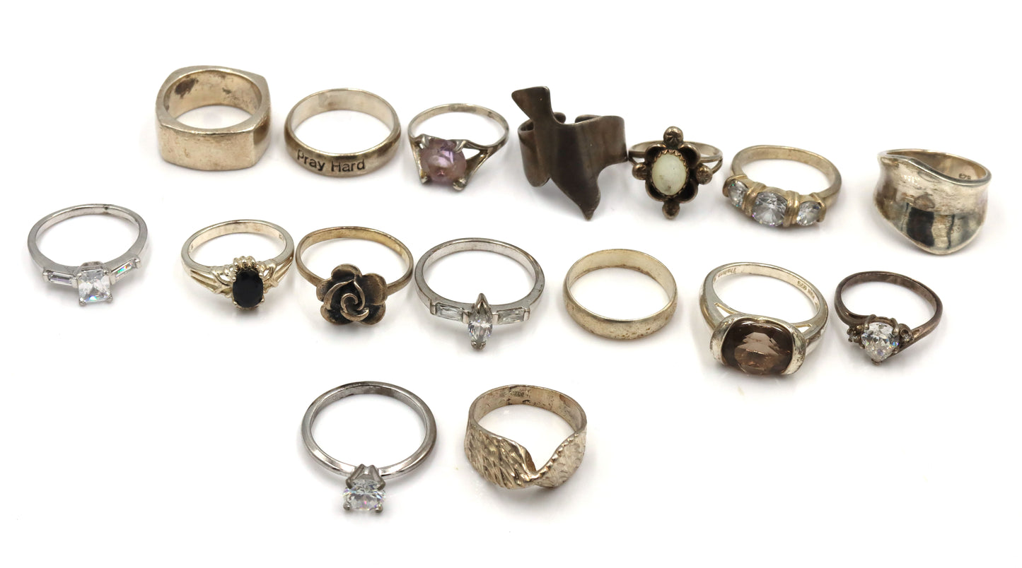 Group lot of Vintage 925 sterling silver rings