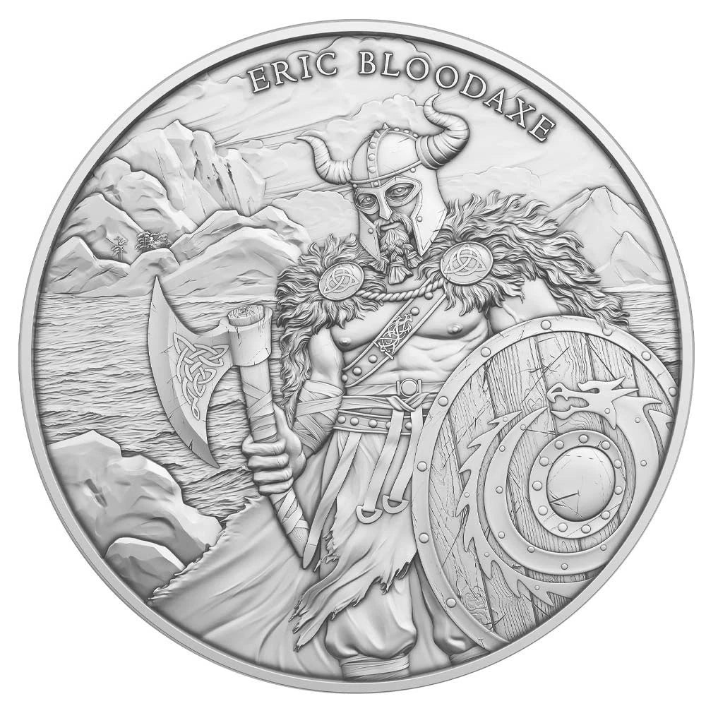 Eric Bloodaxe Design 1 Troy oz .999 Fine Silver Round Bar Viking Norse Warrior Collectible
