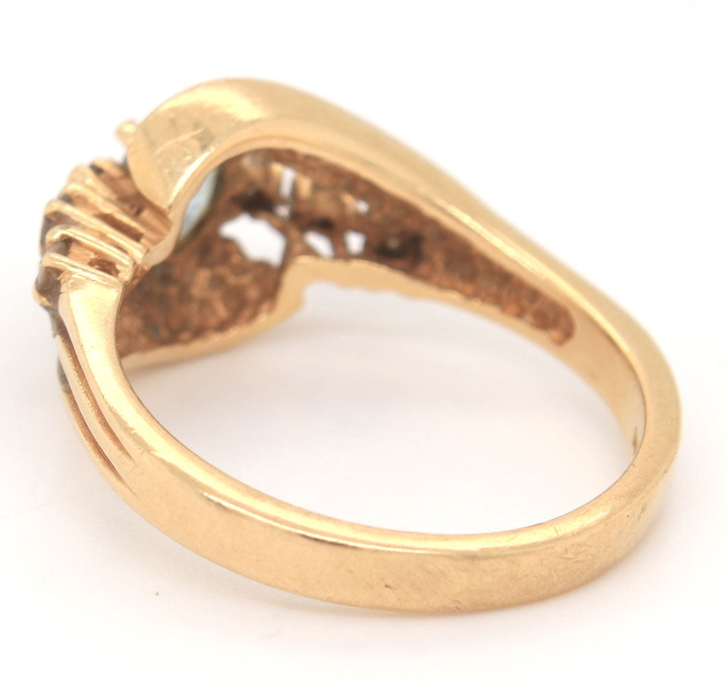 14kt Yellow gold gemstone and diamond ring