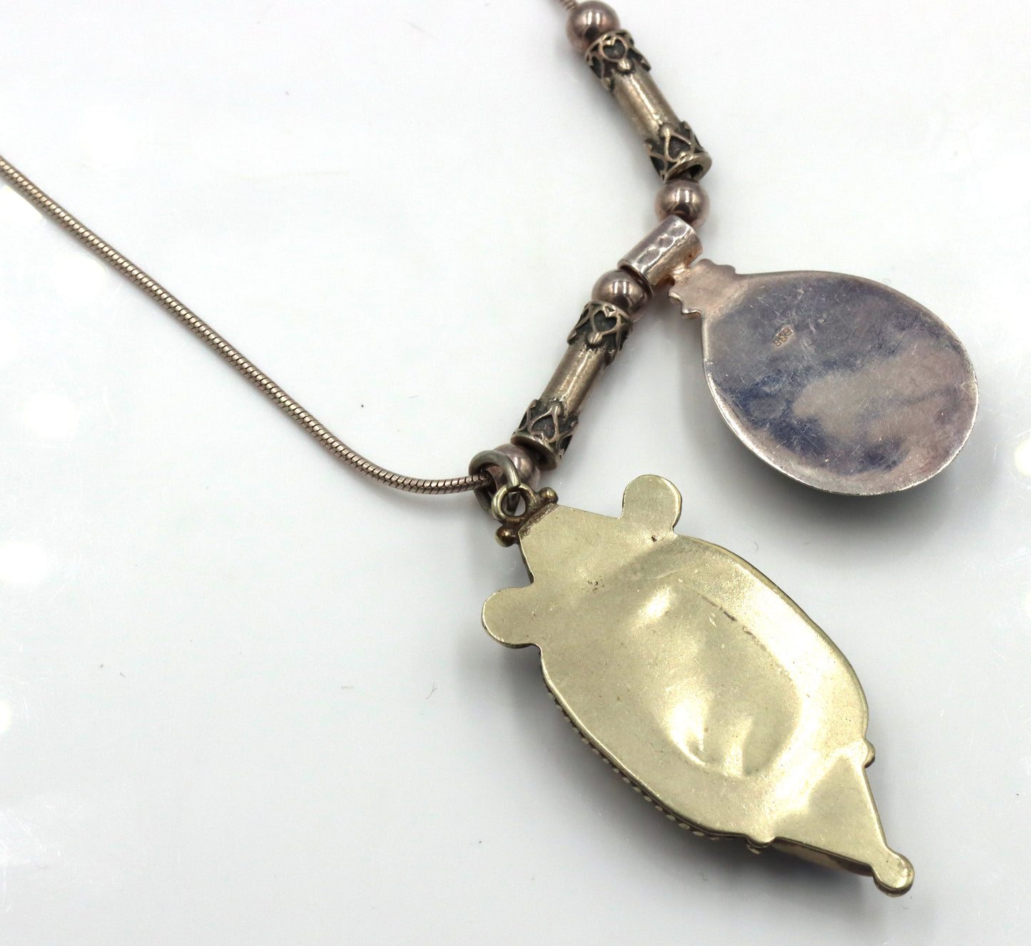 Vintage 925 sterling silver Turquoise and lapis pendant on chain