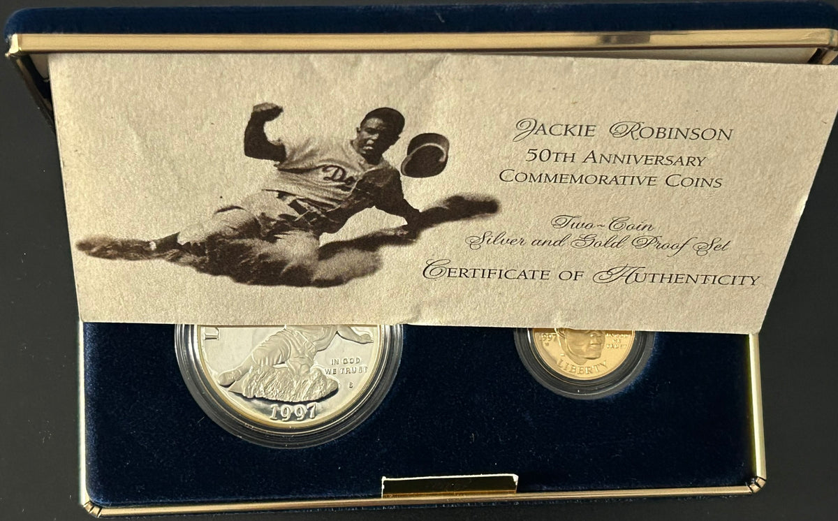 1997 United States Mint Jackie Robinson 50th Anniversary Commemorative Two Coin Proof Set