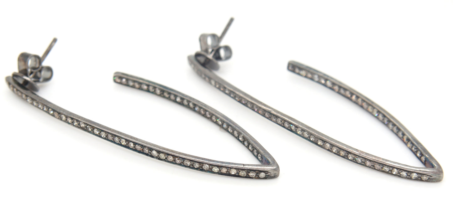 925 Sterling silver diamond chevron earrings