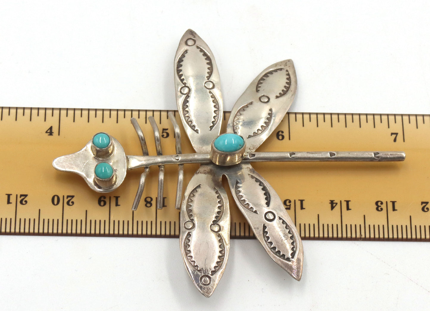 Vintage 925 sterling silver signed dragonfly brooch