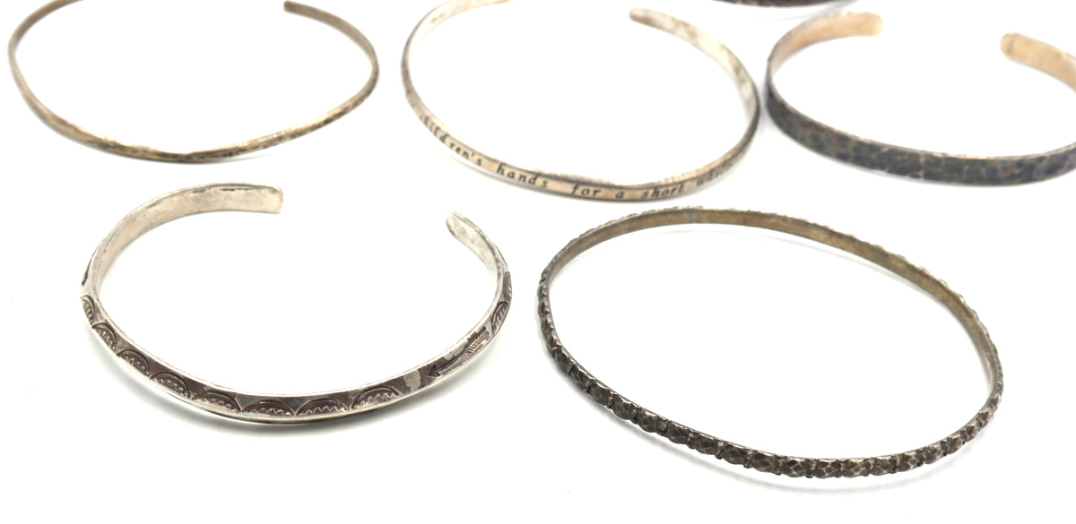 Group lot of Vintage 925 sterling silver cuff bangles