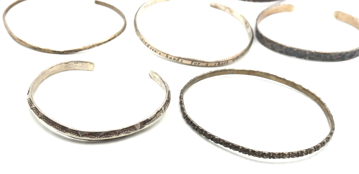 Group lot of Vintage 925 sterling silver cuff bangles