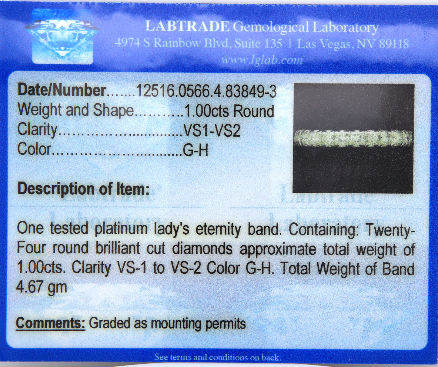 Platinum 1ctw round brilliant cut diamond eternity band