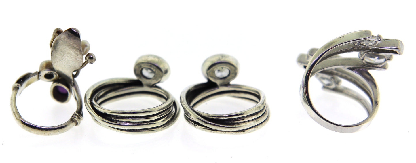 Lot of 4 Sterling Silver Rings