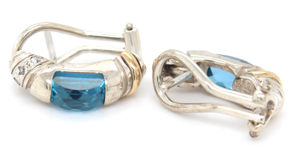 925 Sterling silver blue topaz earrings
