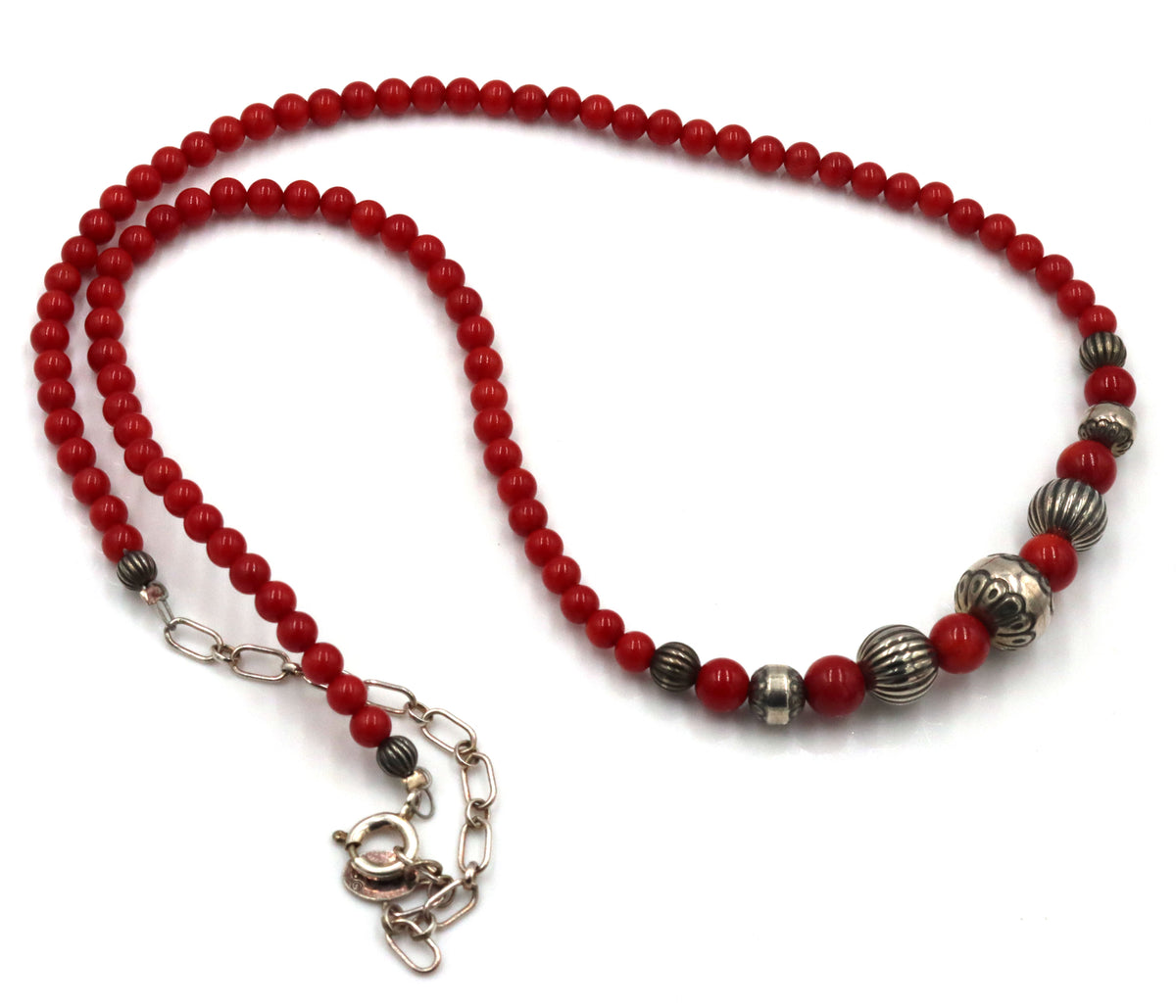 925 Sterling silver red beaded necklace