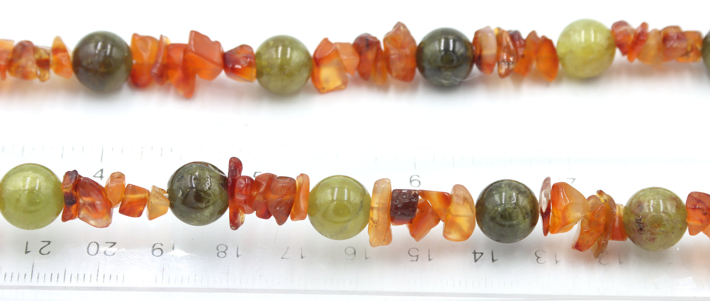 Set of Amber and Jade necklace with dangle earrings