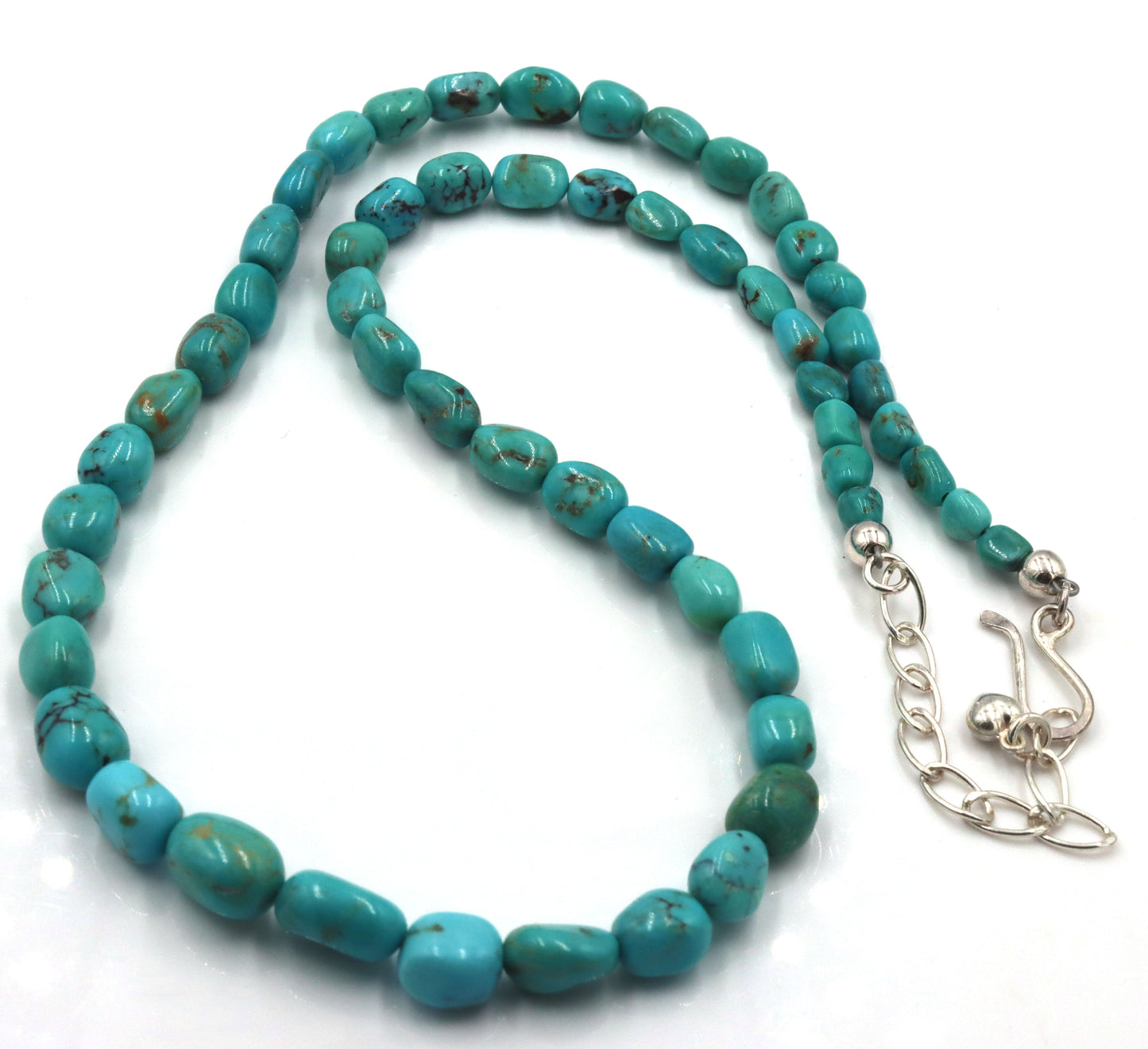Turquoise beaded necklace with silver clasp