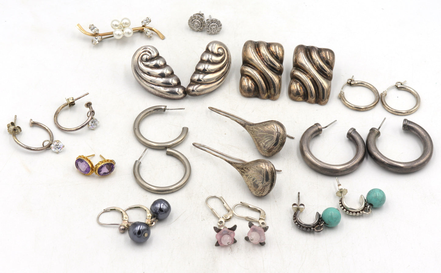 Group lot of Vintage 925 sterling silver earrings