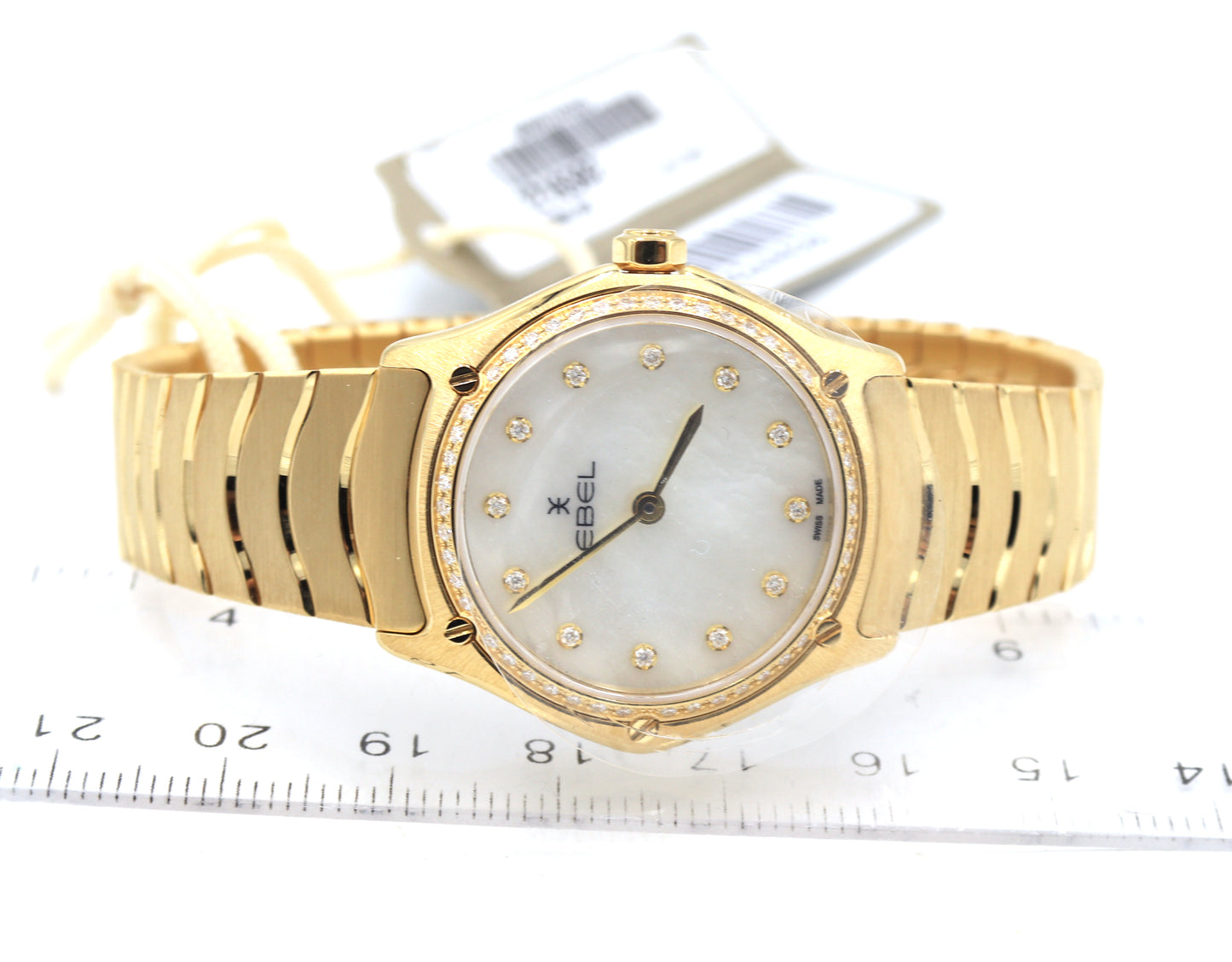 Ebel Sport classic 18kt Yellow gold case with 47 diamonds with mother of pearl dial ladies watch