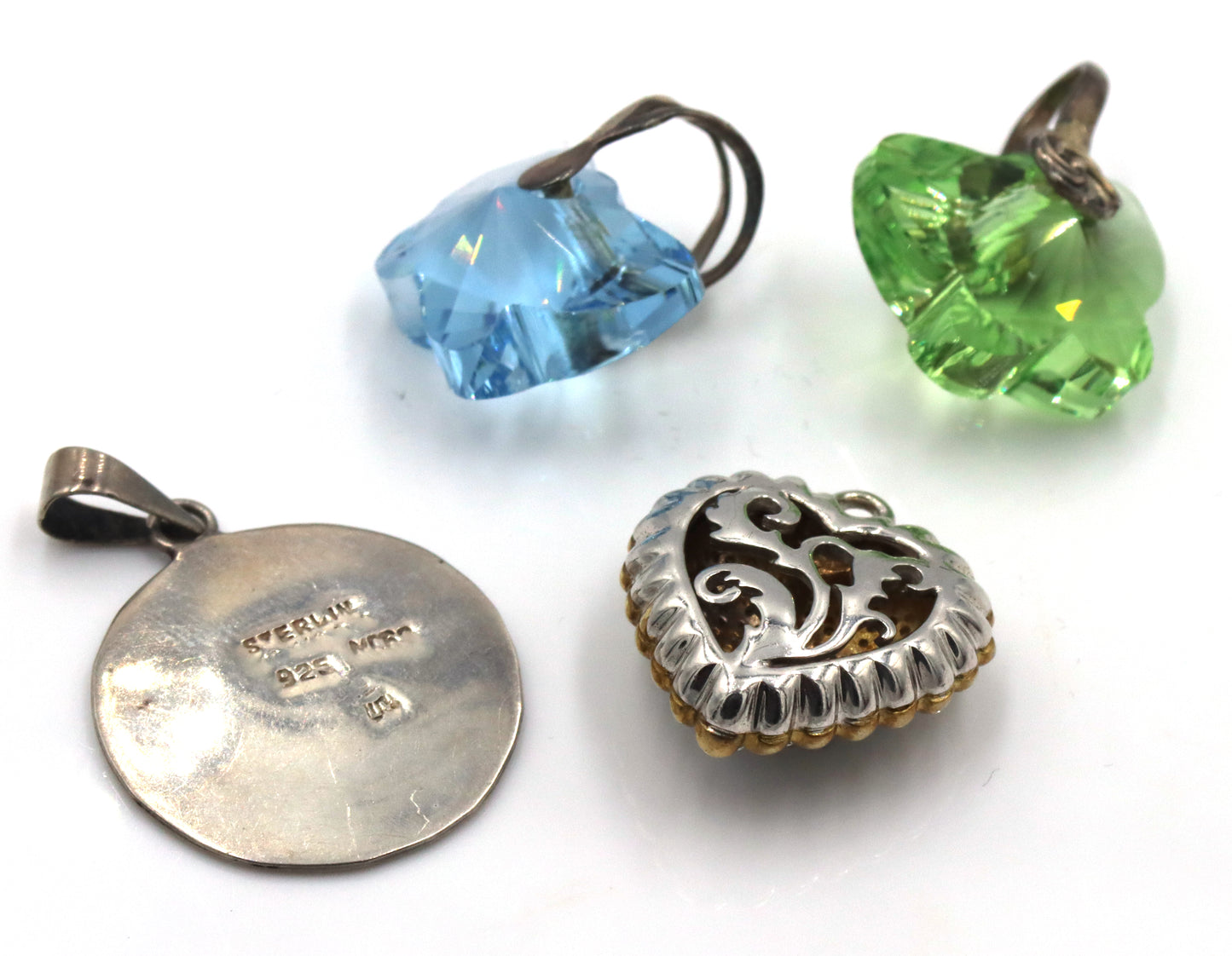 Group lot of 4 Vintage 925 sterling silver pendants