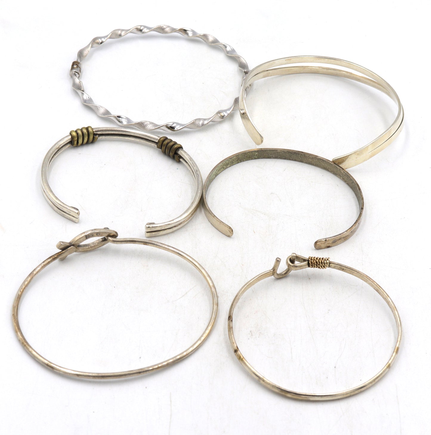 Vintage 925 sterling silver group lot of cuff bangles
