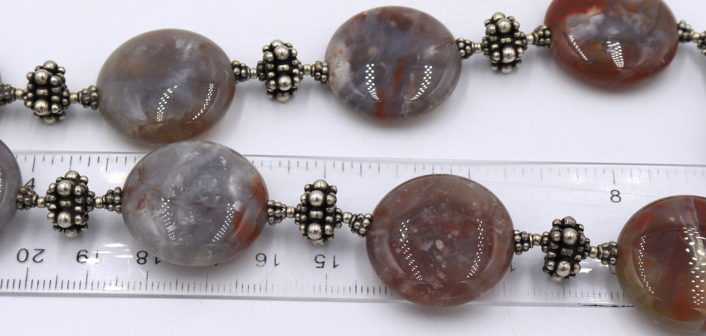 925 Sterling silver gemstone necklace with toggle clasp