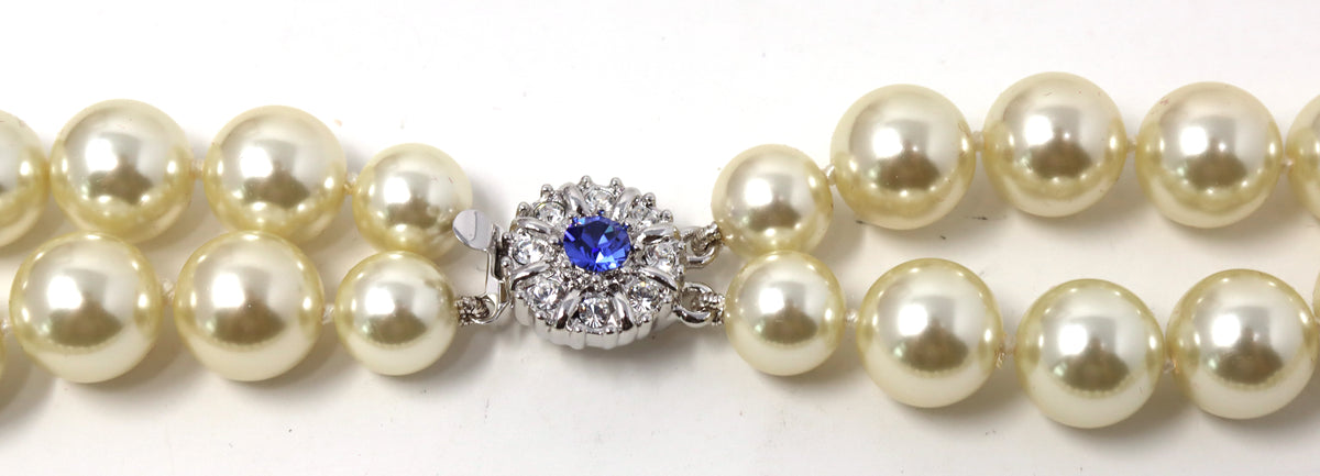 Camrose and Kross European faux pearl double row necklace with Swarovski crystal