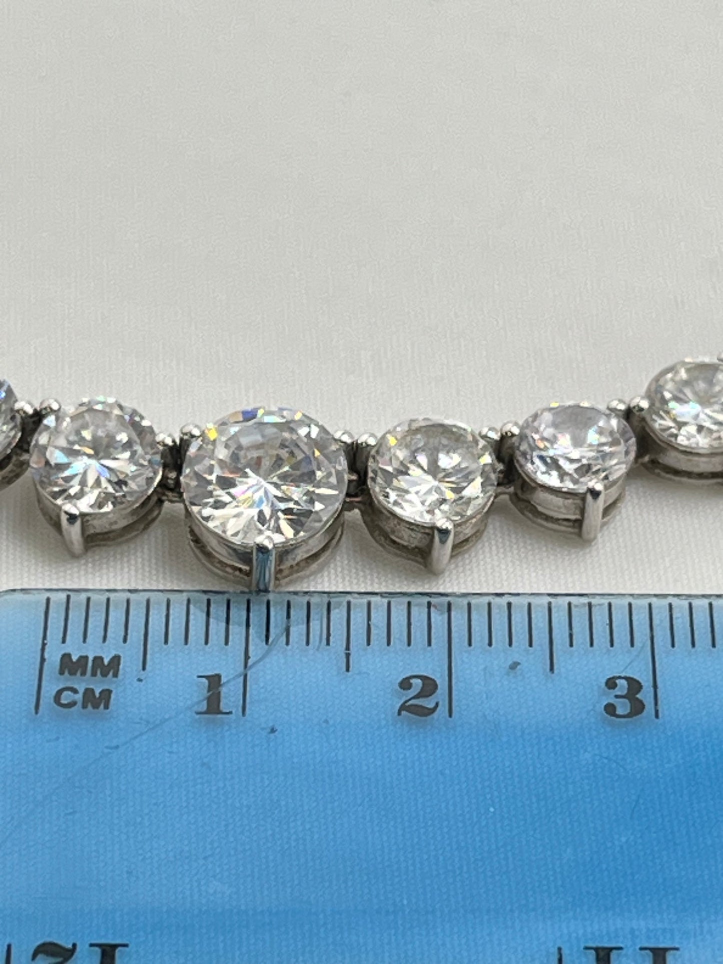925 Sterling Silver Gratuated Tennis CZ Necklace