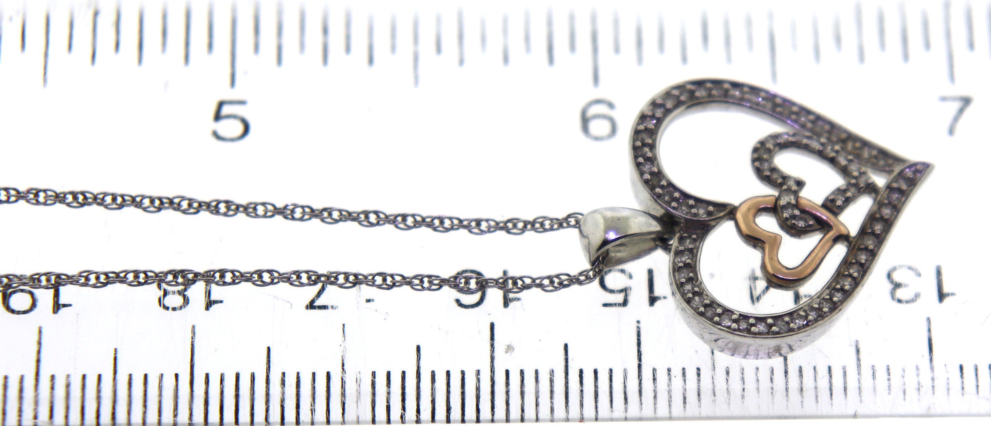 925 Sterling Silver Heart Shaped Pendant on Chain