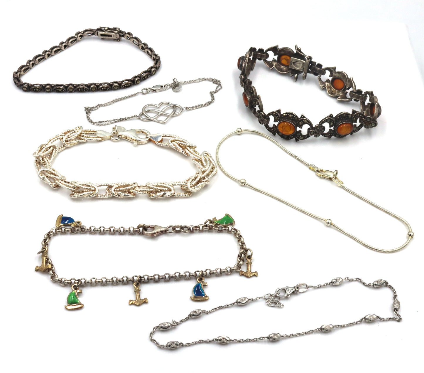 Vintage 925 sterling silver group lot of bracelets