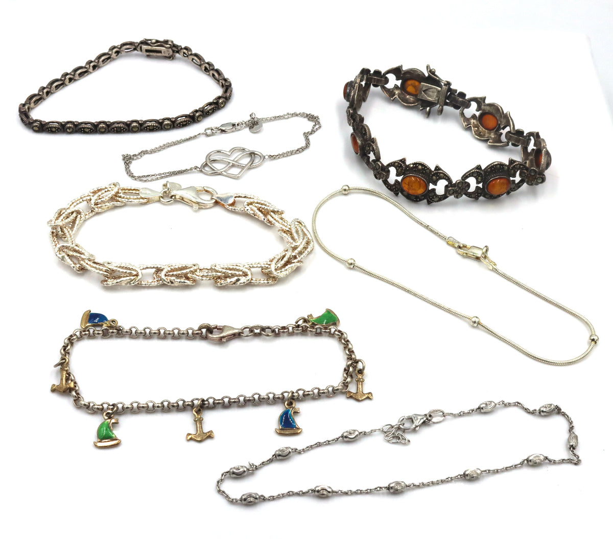 Vintage 925 sterling silver group lot of bracelets