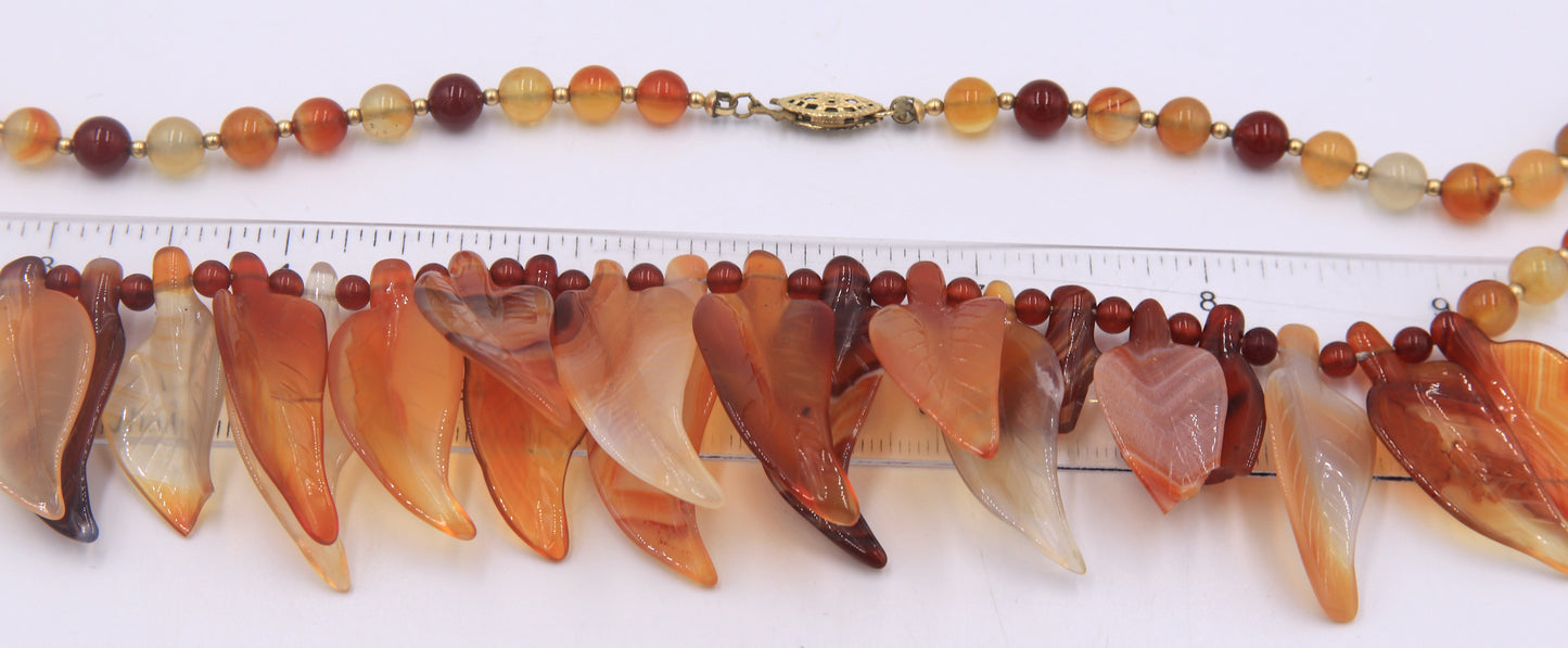 Amber leaf charm necklace