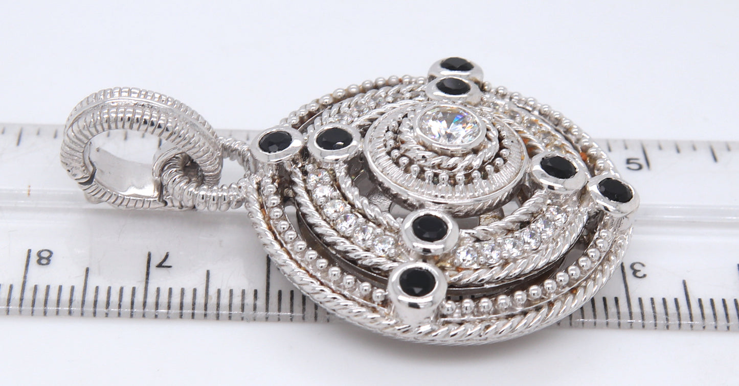 Judith Ripka 925 sterling silver CZ and black onyx pendant