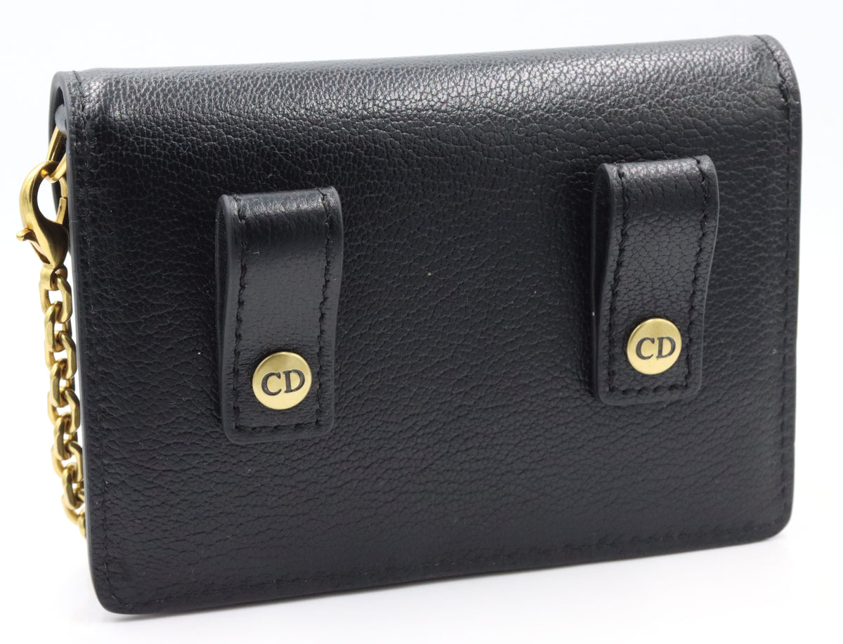 Italian black leather small wallet belt bag