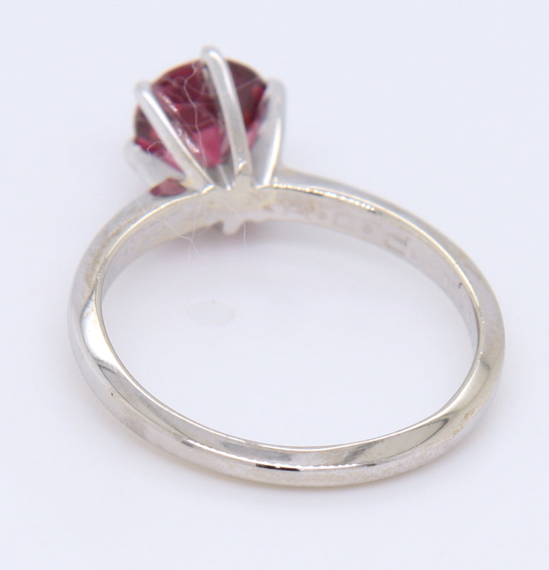 Pleasing White Gold Rhodalite Garnet Stacking Ring