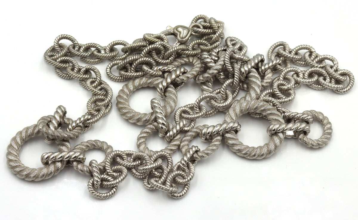 Judith Ripka 925 Sterling Silver Large Rolo Chain Link Necklace