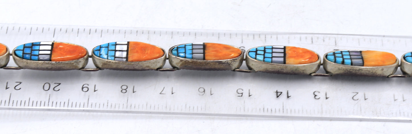 Vintage 925 sterling silver gemstone link bracelet