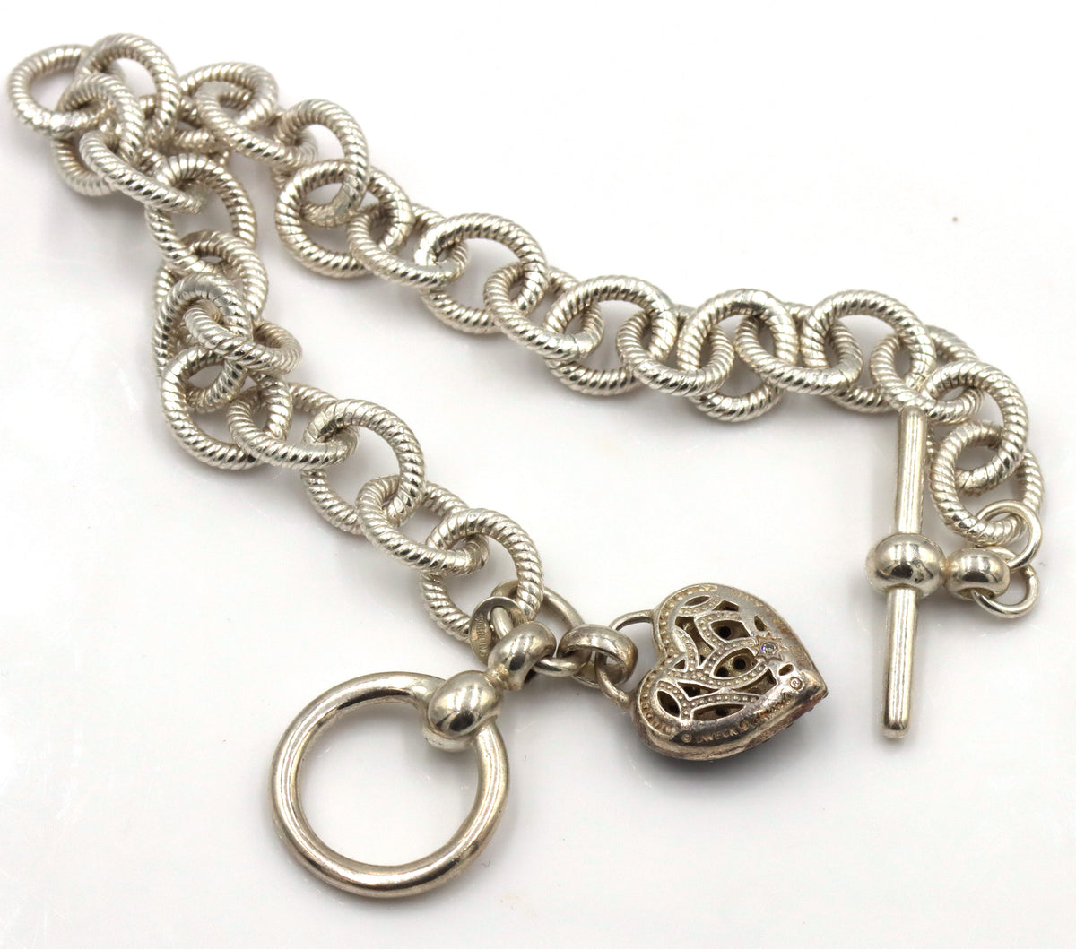 925 Sterling Silver Stephen Dweck Black Diamond Charm Bracelet