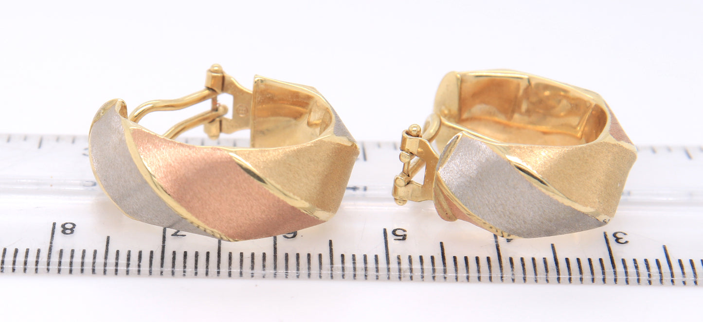 14kt Tri Color Gold Hoop Earrings