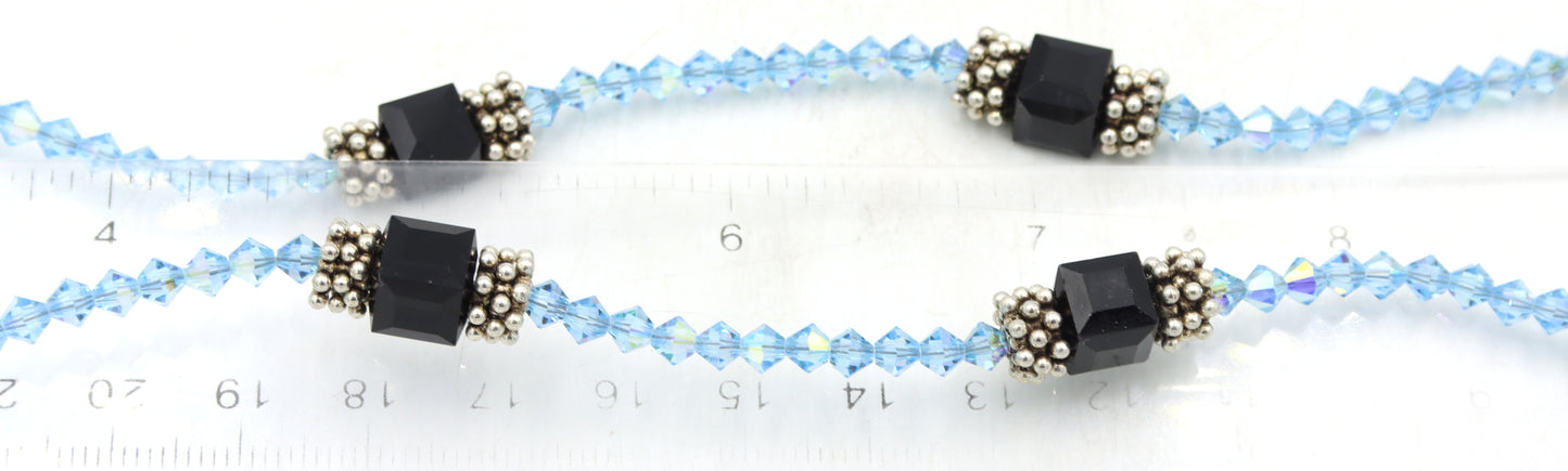 Crystal and black onyx beads necklace