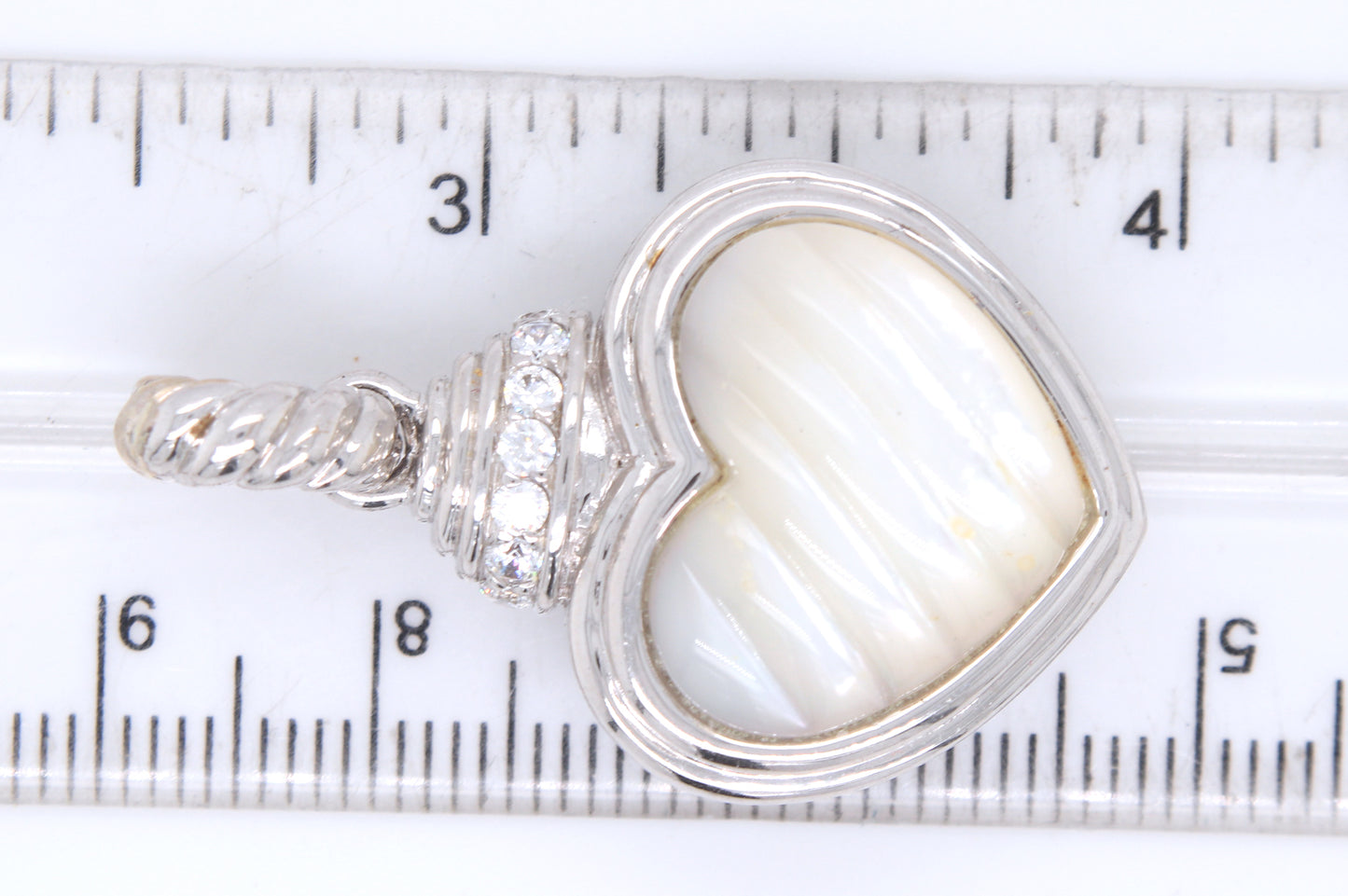 Judith Ripka mother of pearl and CZ heart shaped pendant